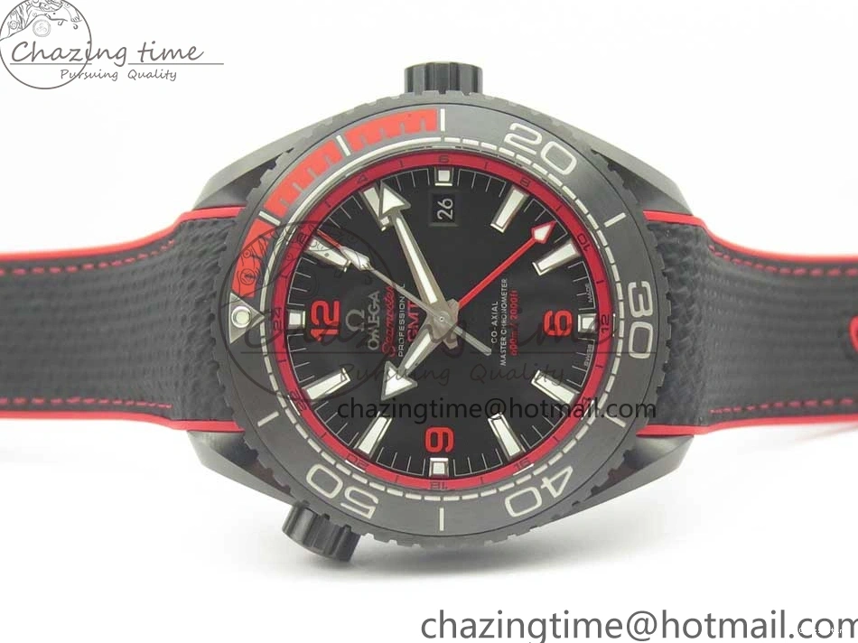 0209 Trendy Planet Ocean 45.5mm Deep Black red Real Ceramic VSF 1:1 Best Edition on Black Nylon Strap A8906 Super Clone 7986